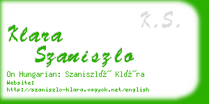 klara szaniszlo business card